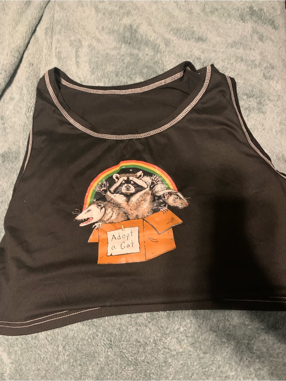 ⭐️ 3/30$ — Black Crop Top with Rainbow Animal Graphic